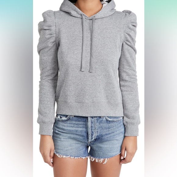 Rebecca Minkoff Gray Hoodie Puff Princess Sleeves NWT - Picture 1 of 5